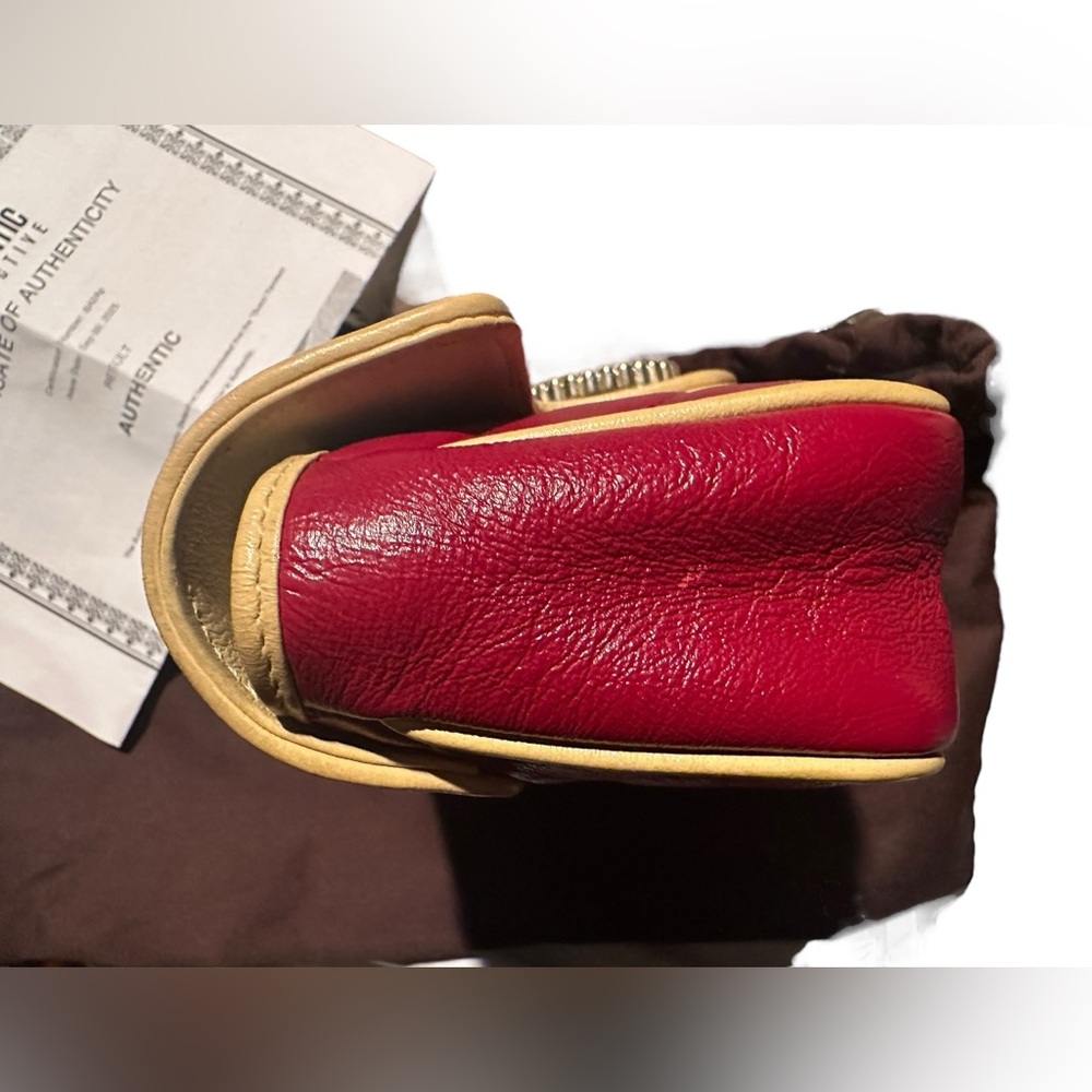 Gucci Azalea GG Marmont Diagonal Calfskin Matelasse Crossbody Mini Bag Red Blue - Picture 12 of 15
